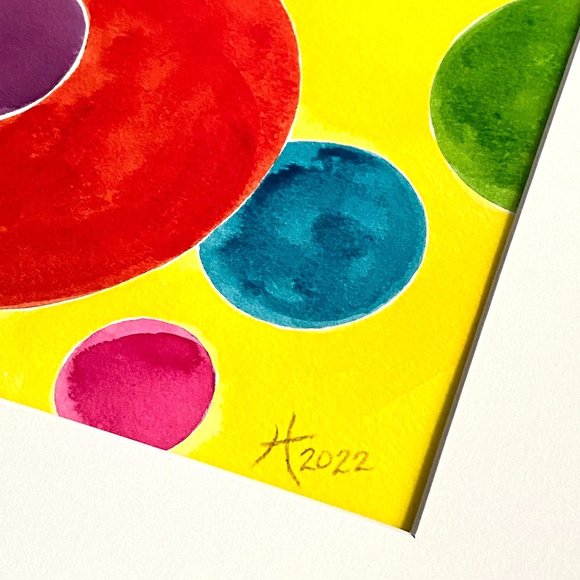 Tumble Time - Original Wall Art Watercolor Painting Matted Frame Ready 11”x14” - Picture 3 of 4